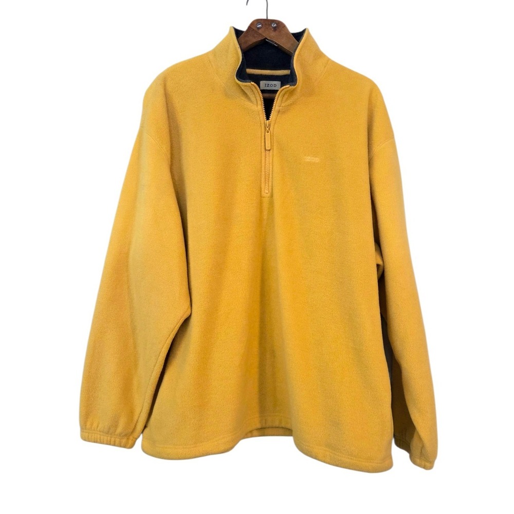 Izod Thick Warm Soft Fleece 1/4 Zip Pullover Yellow Men's XXL